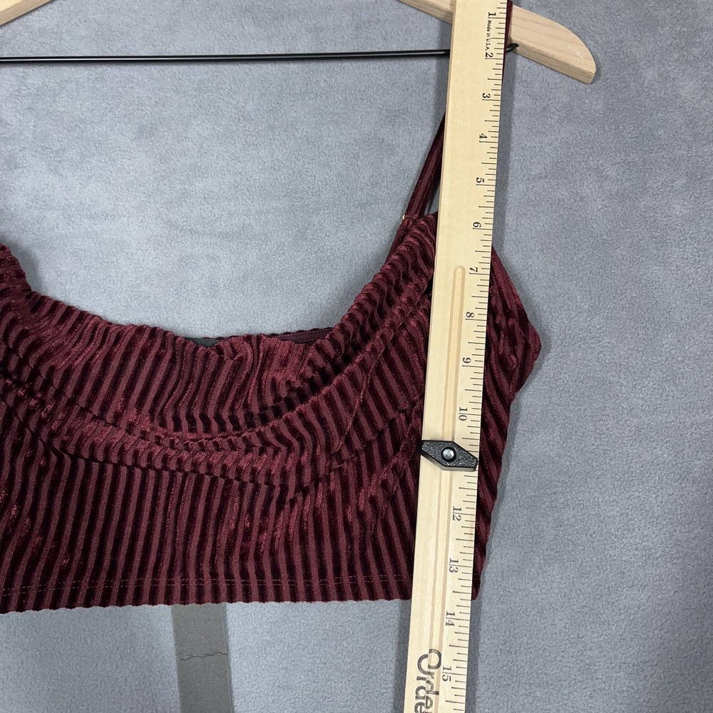 NWT House of Harlow 1960 x REVOLVE Crop Top Burgundy Ribbed Velvet Glam Size XS - Picture 7 of 8
